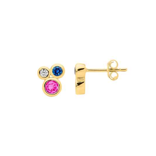 Yellow Multi-coloured Cluster Studs