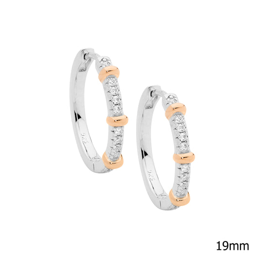 Silver & Rose CZ Band Huggies