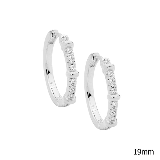 Silver CZ Huggie with Band Feature