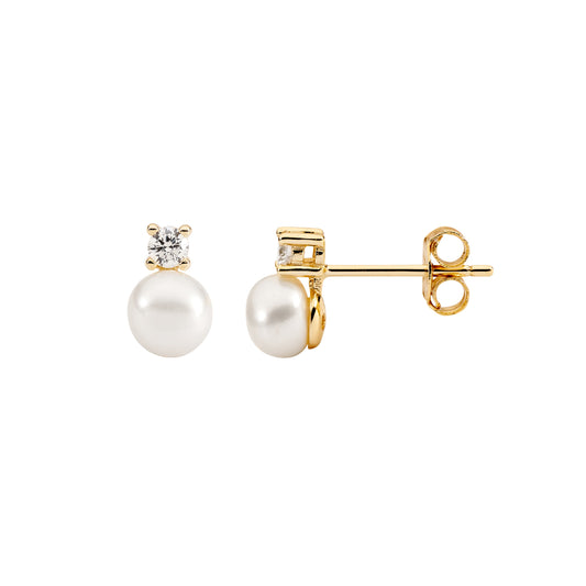 Yellow Pearl & CZ Studs