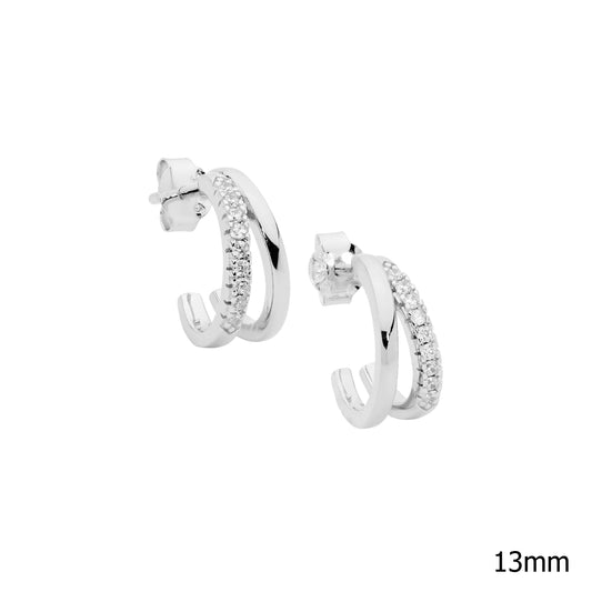 Silver Split CZ Hoops