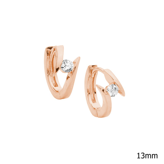 Rose Twisted CZ Huggies