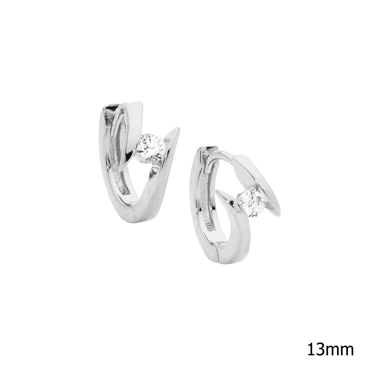 Silver Twisted CZ Huggies