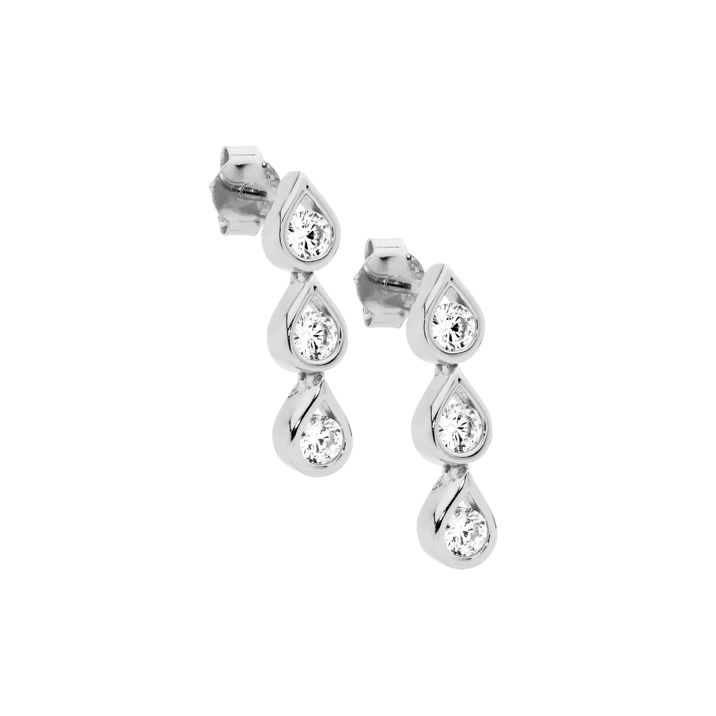 Silver 3 Teardrop Earring