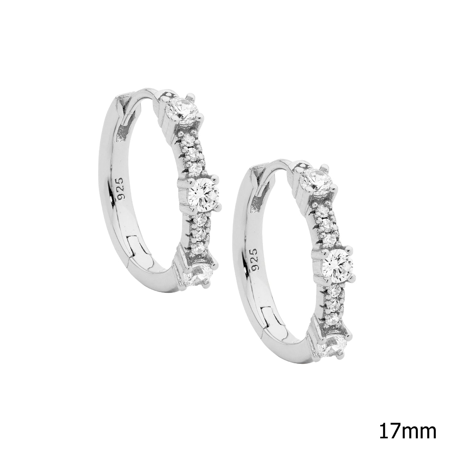 Silver Raised CZ Huggies