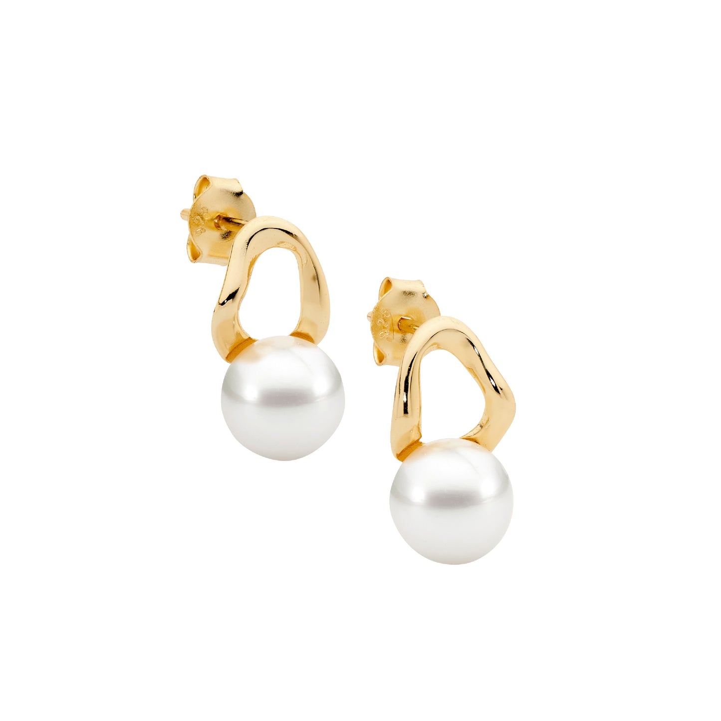 Yellow Open Wave Pearl Earrings