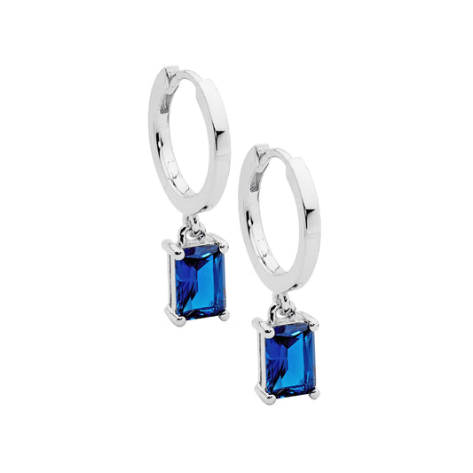 Silver Radiant Blue Stone Drop Earring