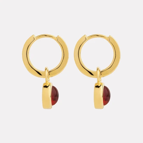 Solace Yellow Gold Plated Garnet Huggie Earrings