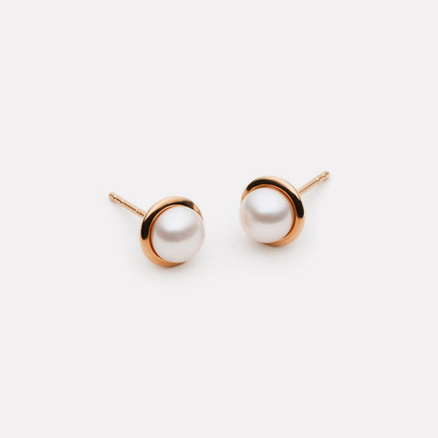 Moonbeam Pearl Stud Earring - Rose Gold Plated