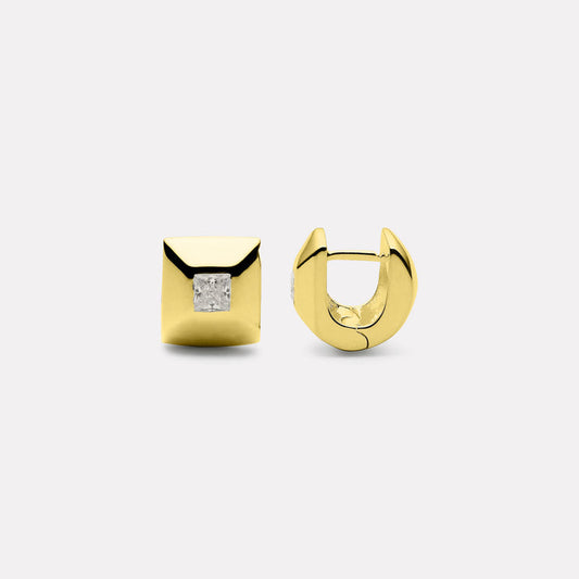Yellow Halo Cubic Zirconia Earrings
