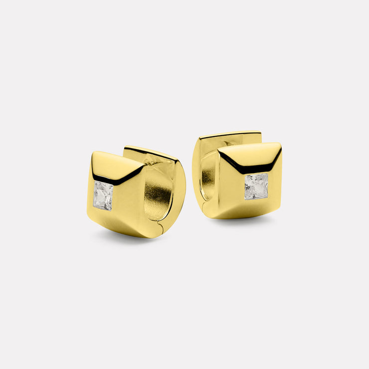 Yellow Halo Cubic Zirconia Earrings