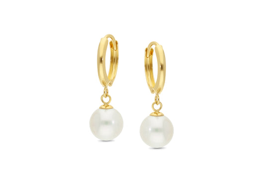 Small Pearl Huggies - Gold