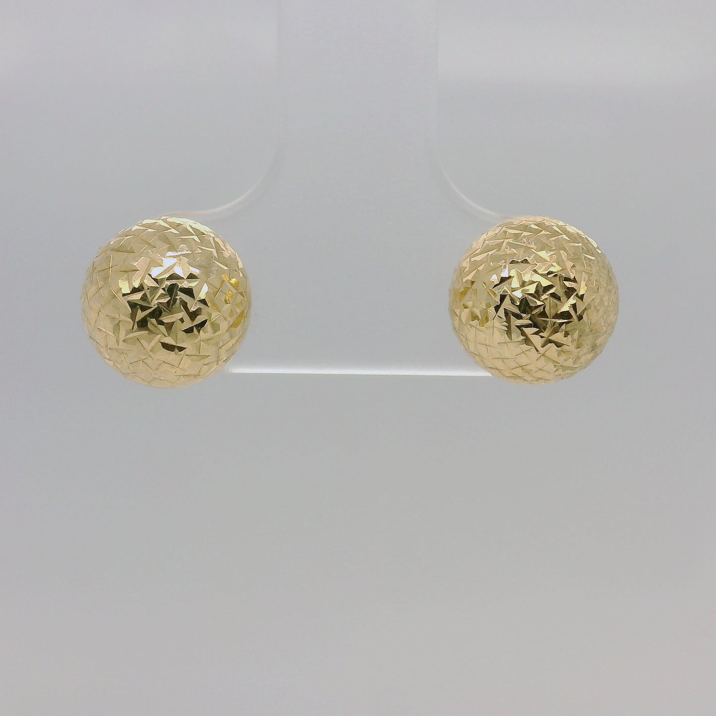 9ct Yellow Gold Diamond-Cut Ball Stud Earrings
