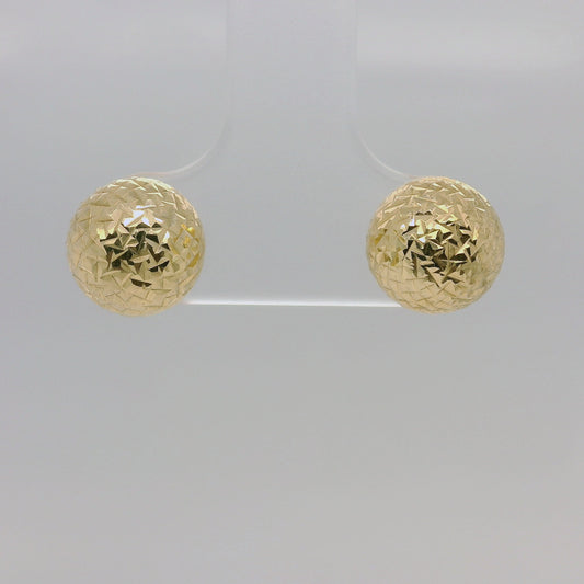 9ct Yellow Gold Diamond-Cut Ball Stud Earrings
