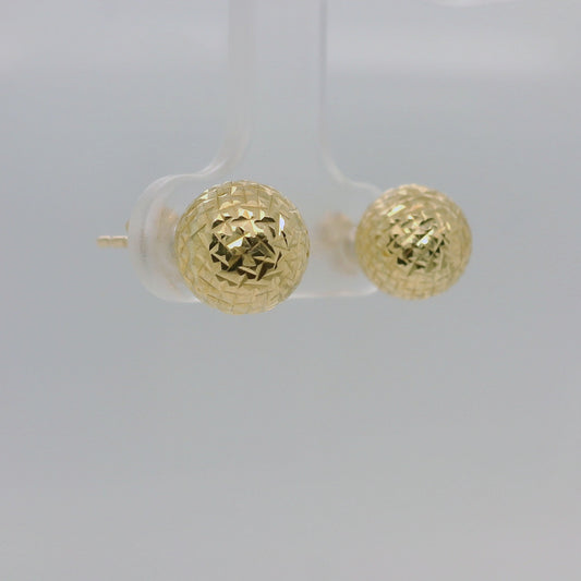 9ct Yellow Gold Diamond-Cut Ball Stud Earrings
