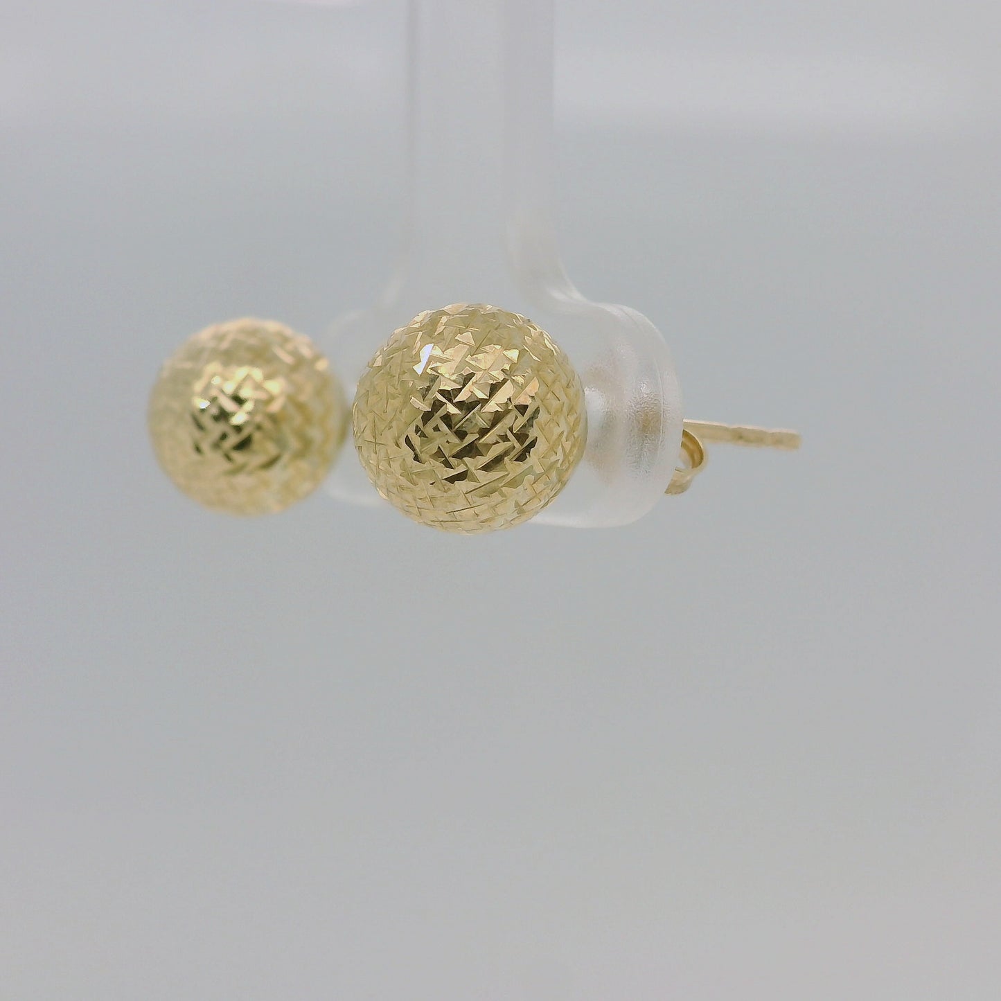 9ct Yellow Gold Diamond-Cut Ball Stud Earrings