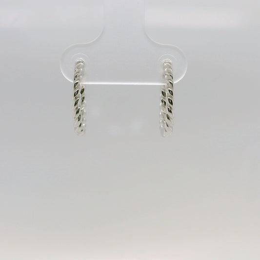 Silver Twisted Huggie Earrings