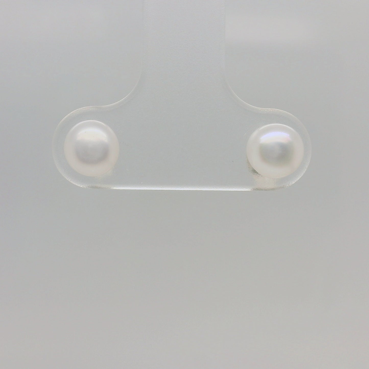 Sterling Silver Freshwater Button Pearl Stud Earrings – 5–5.5mm