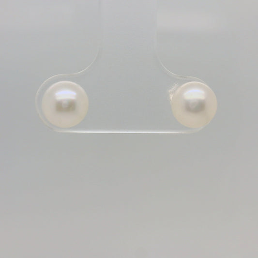Sterling Silver Freshwater Button Pearl Stud Earrings – 6–6.5mm