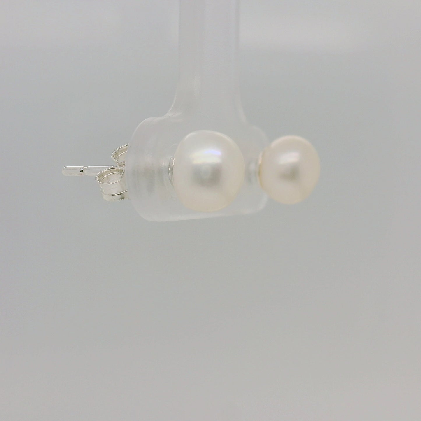 Sterling Silver Freshwater Button Pearl Stud Earrings – 6–6.5mm