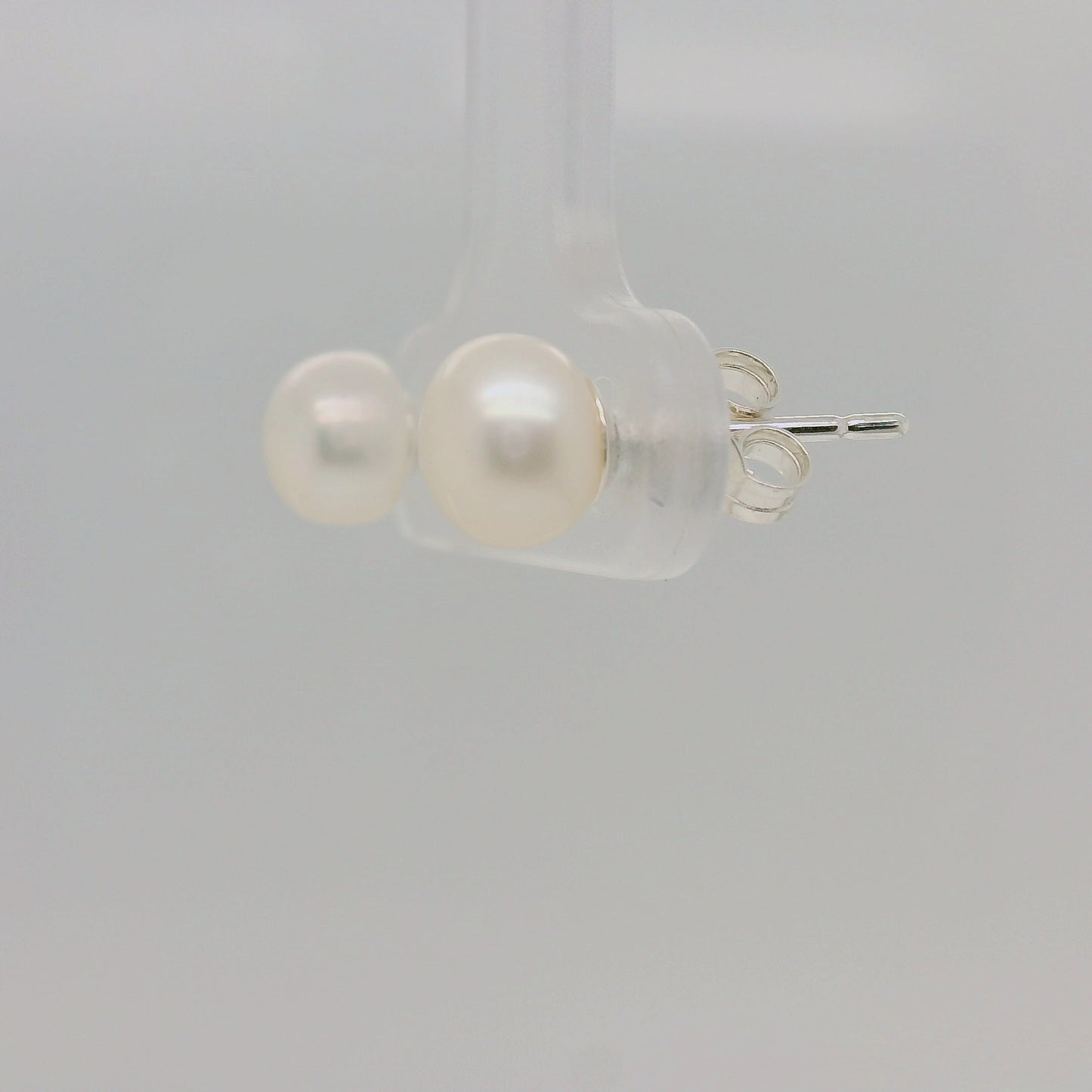 Sterling Silver Freshwater Button Pearl Stud Earrings – 6–6.5mm