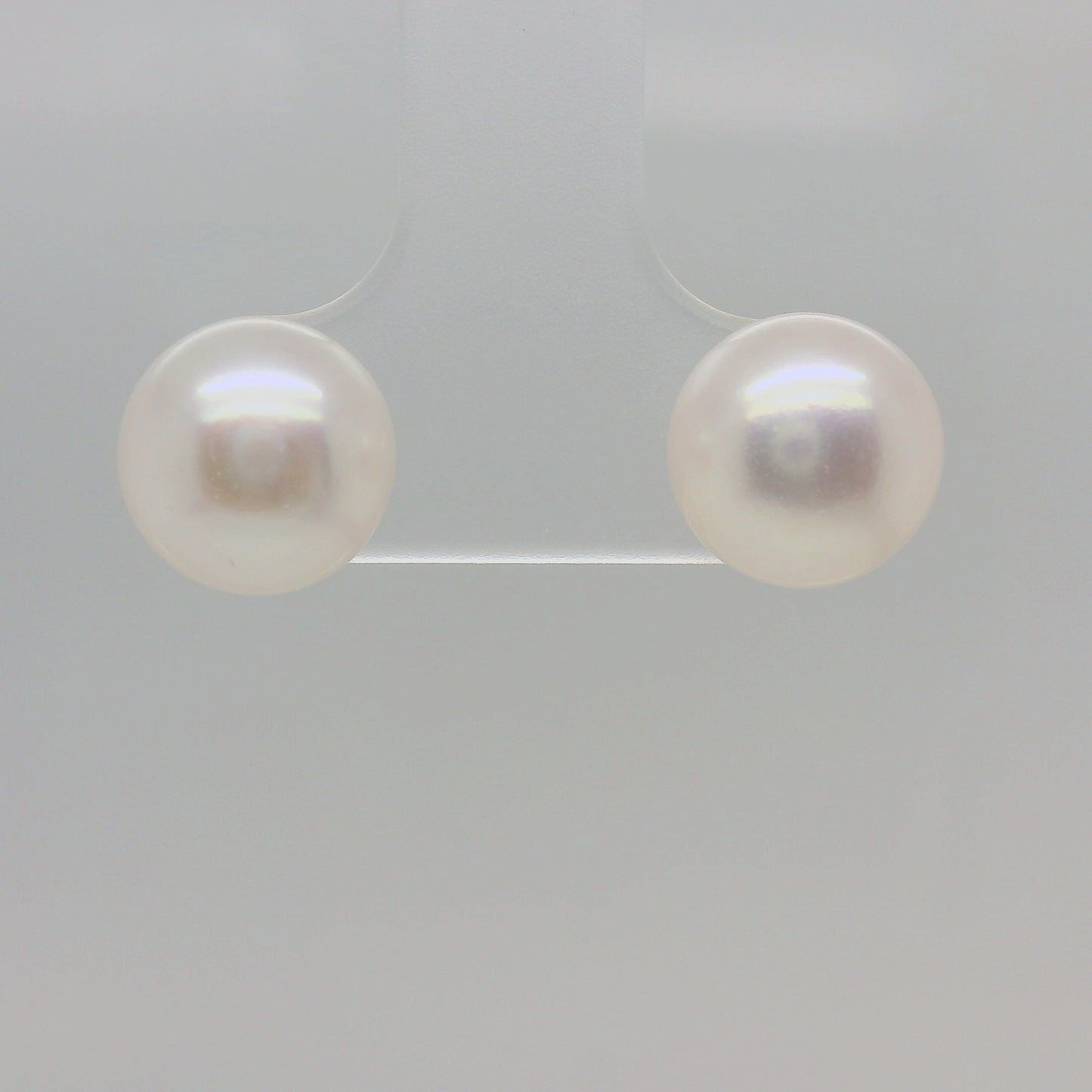 Sterling Silver Freshwater Button Pearl Stud Earrings – 8–8.5mm