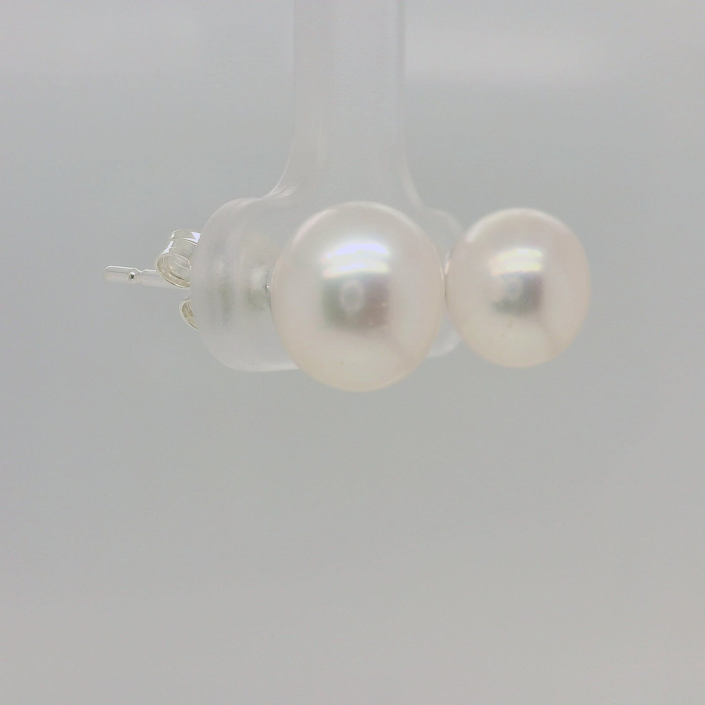 Sterling Silver Freshwater Button Pearl Stud Earrings – 8–8.5mm