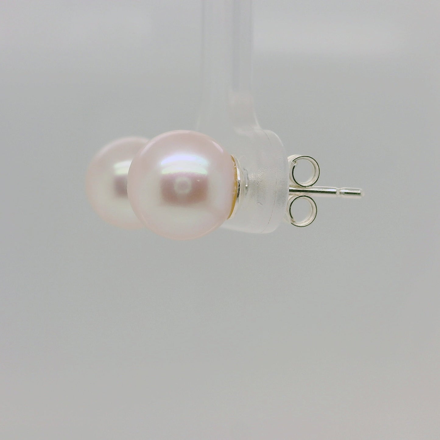 Sterling Silver Freshwater Pearl Stud Earrings – 8–8.5mm