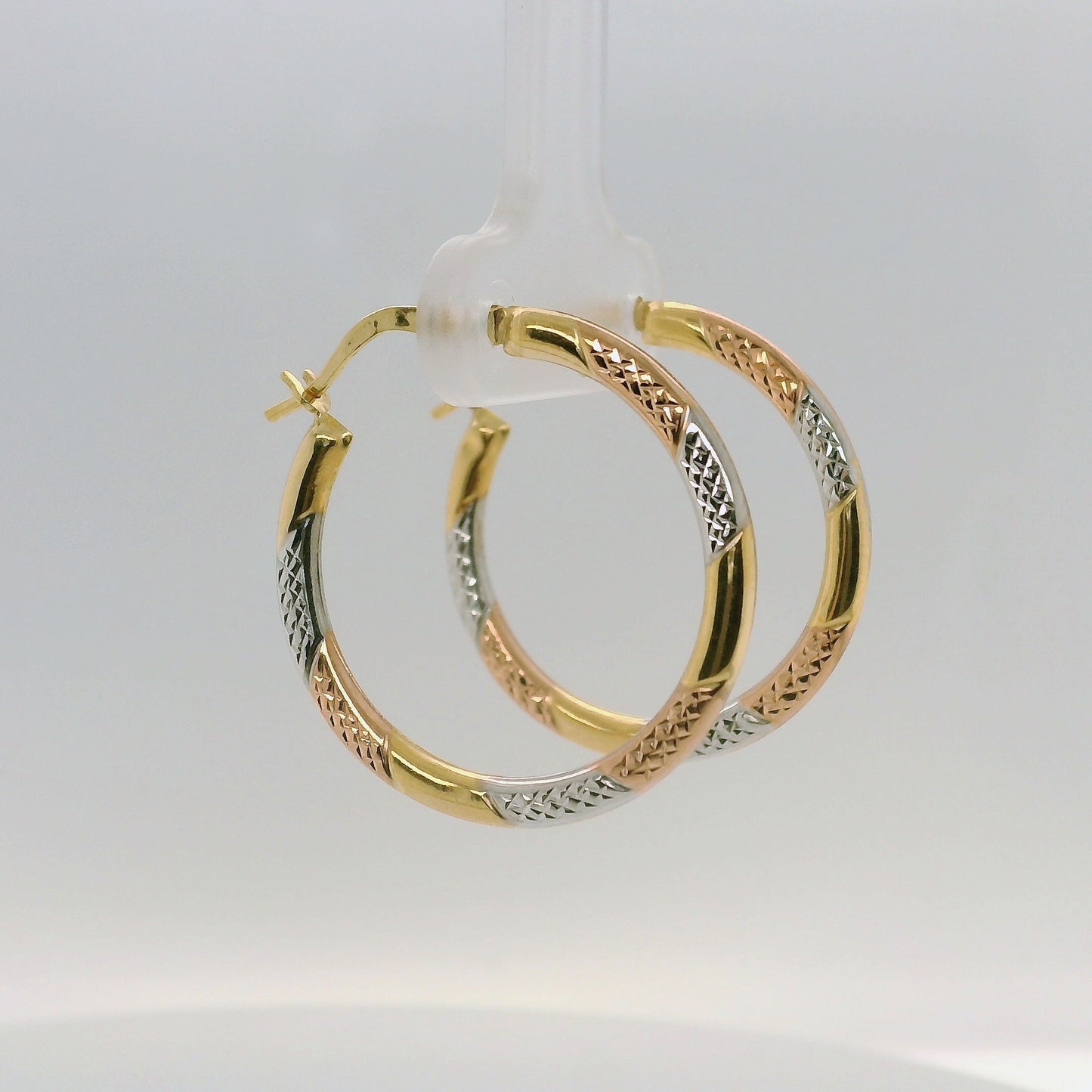 Tri-tone Faceted Hoops