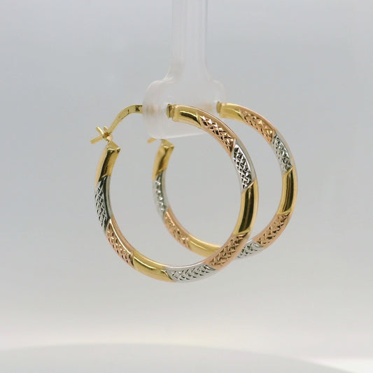 Tri-tone Faceted Hoops