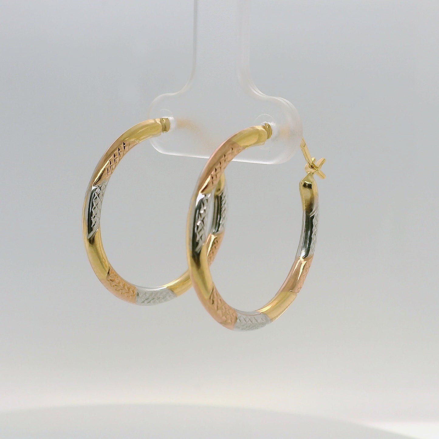 Tri-tone Faceted Hoops