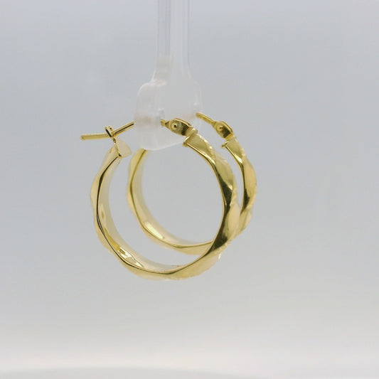 Faceted Twisted Hoop Earrings - 15mm