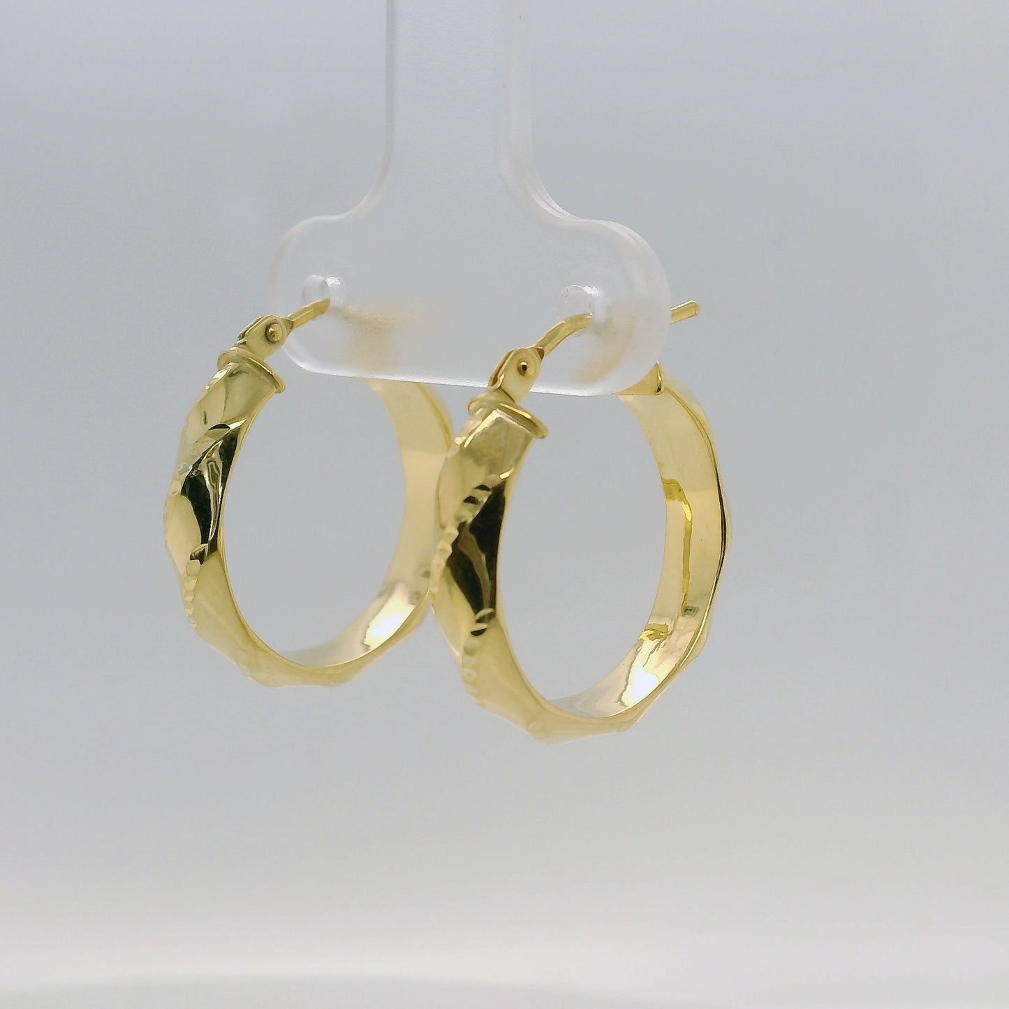 Faceted Twisted Hoop Earrings - 15mm
