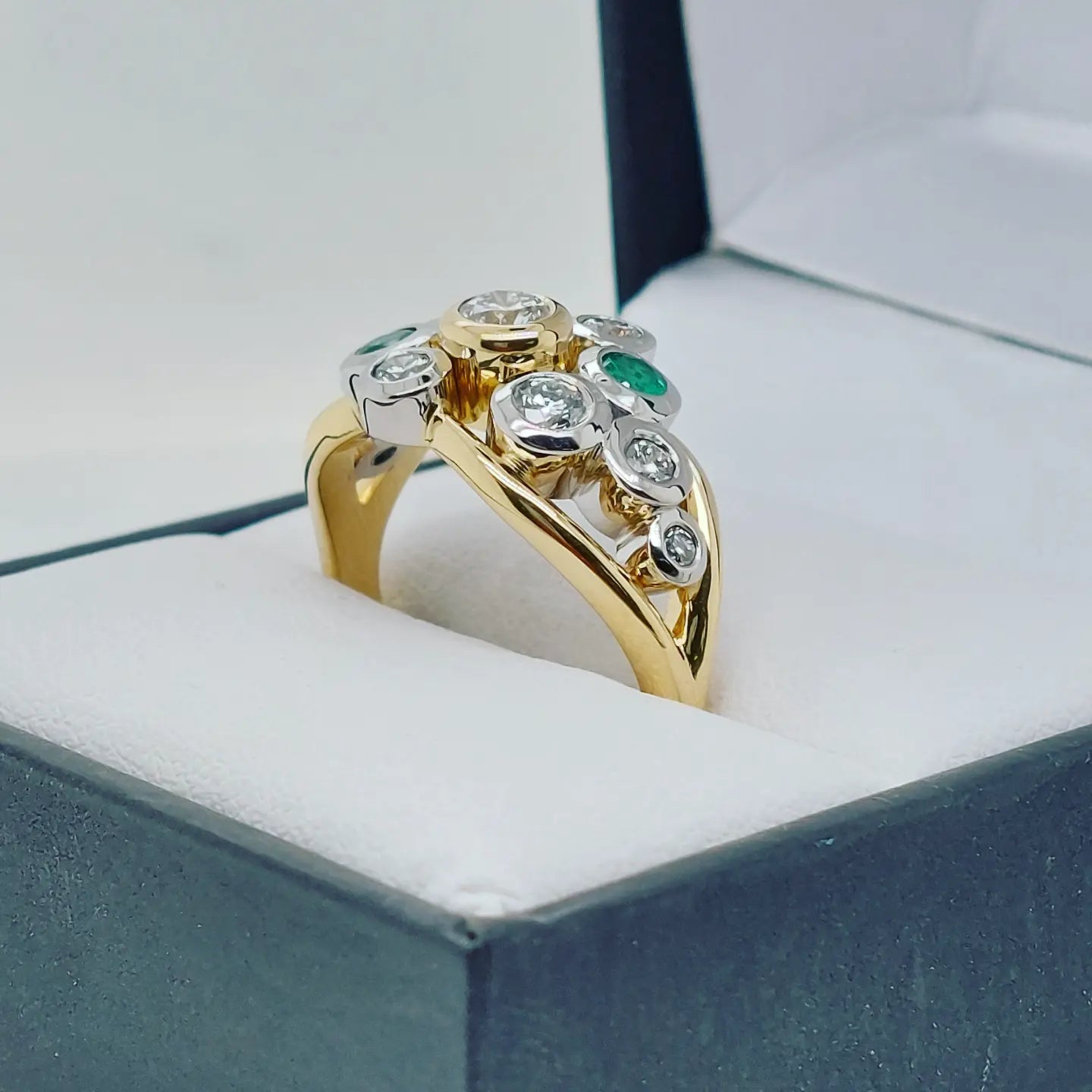 Emerald Diamond Bezel Ring