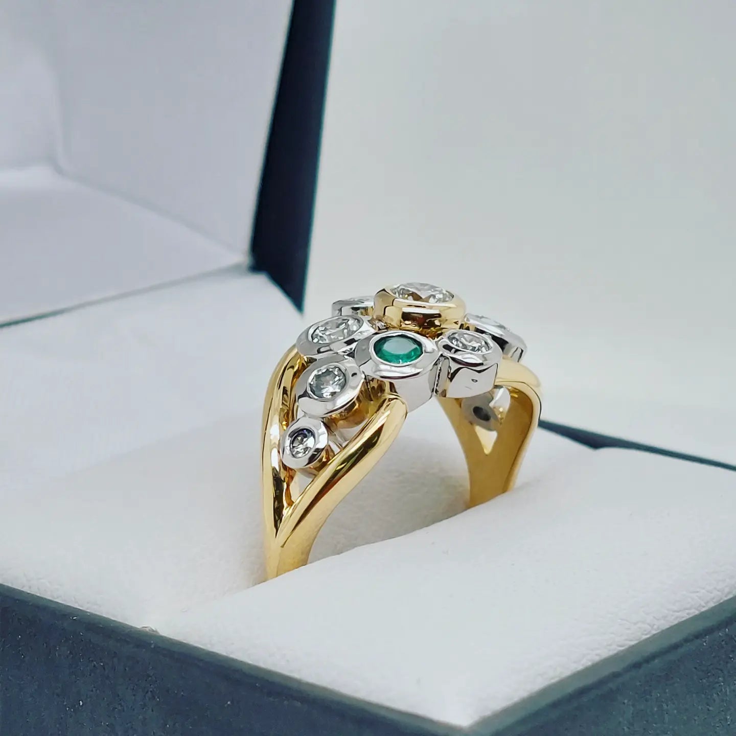 Emerald Diamond Bezel Ring