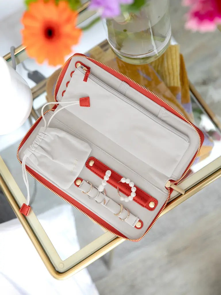 Red Travel Jewellery Wallet