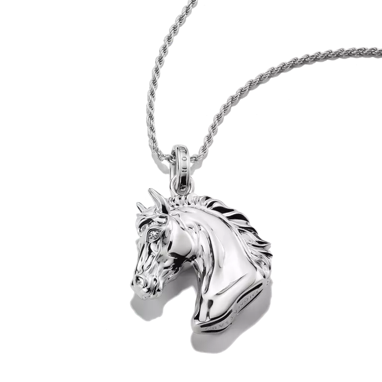 Silver Horse Head Necklace with Zirconia Elyndra