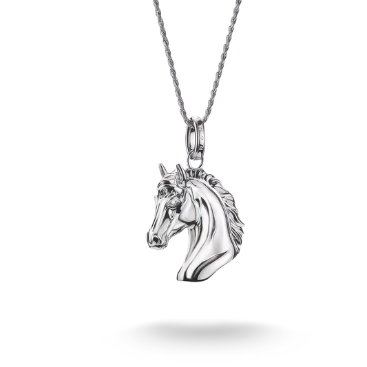 Silver Horse Head Necklace with Zirconia Elyndra