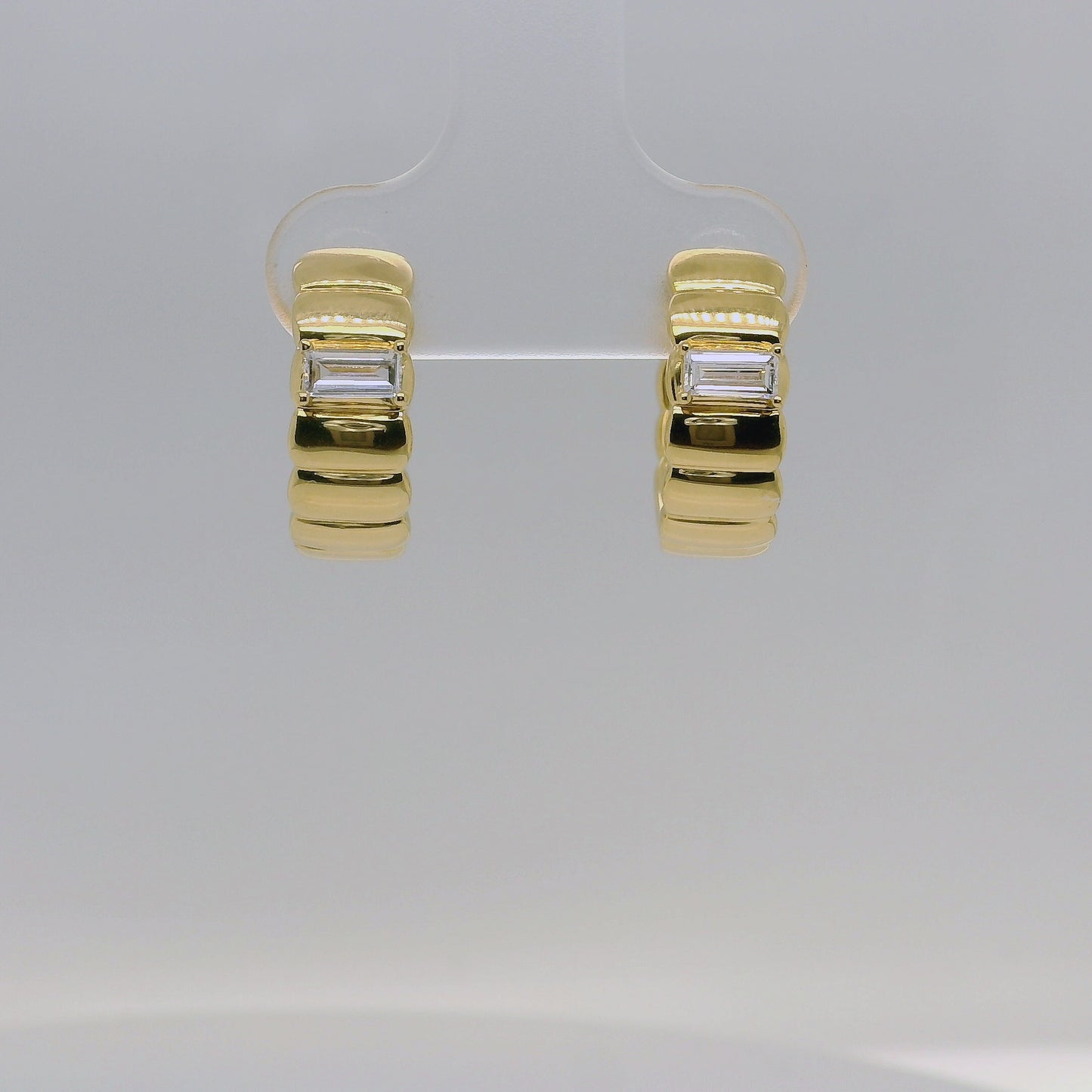 Vermeil Lab Grown Diamond Groove Huggie Earrings
