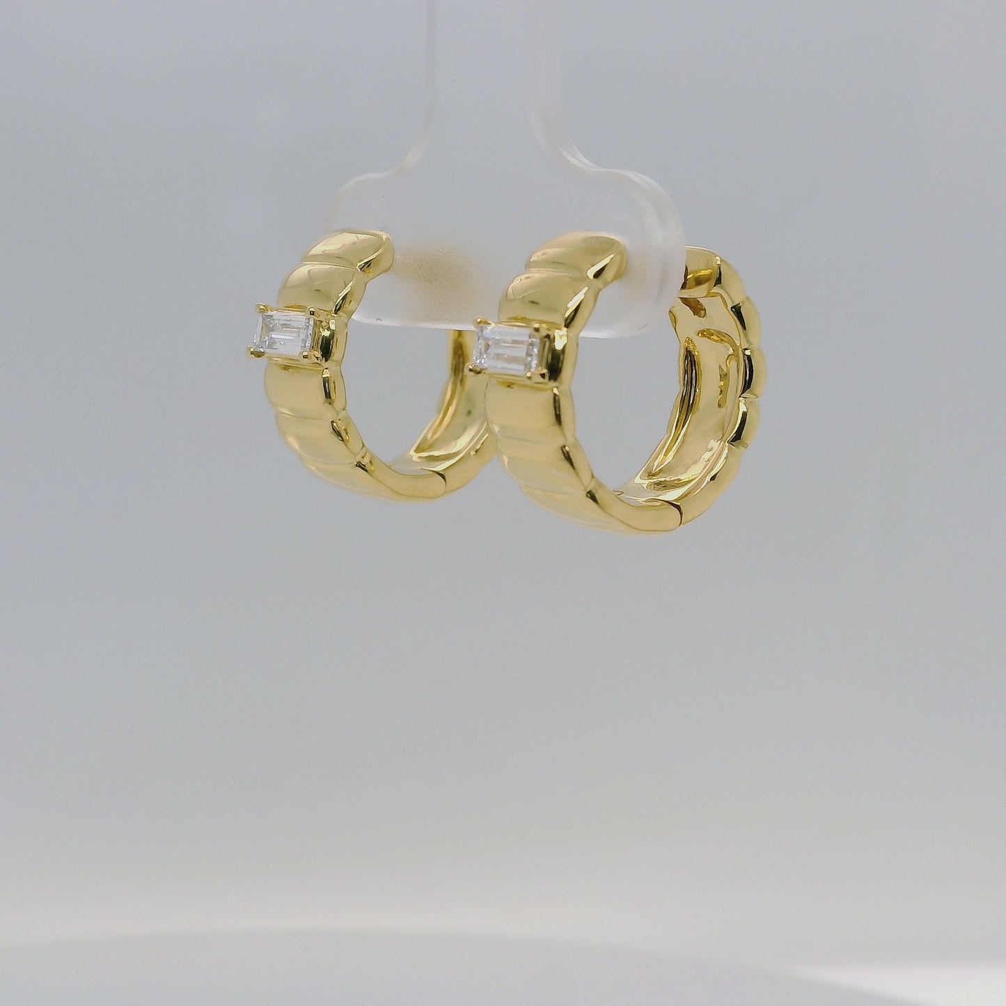 Vermeil Lab Grown Diamond Groove Huggie Earrings