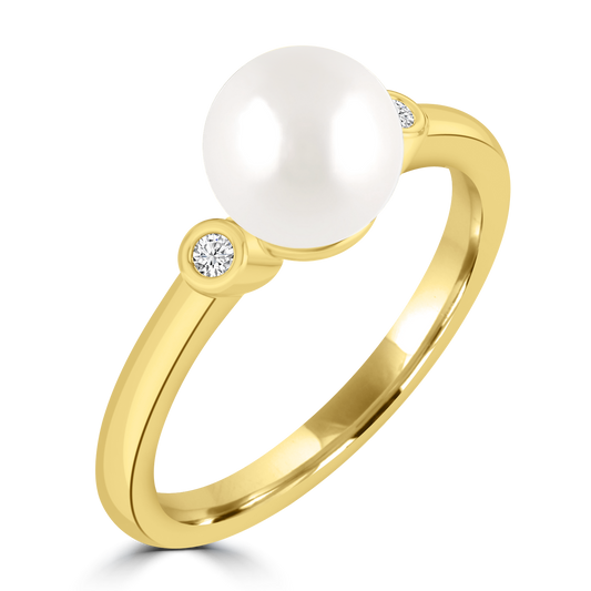 Pearl & Lab Diamond Ring
