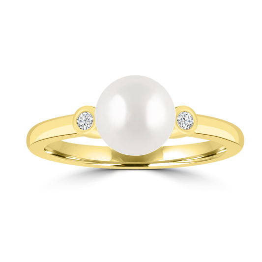 Pearl & Lab Diamond Ring