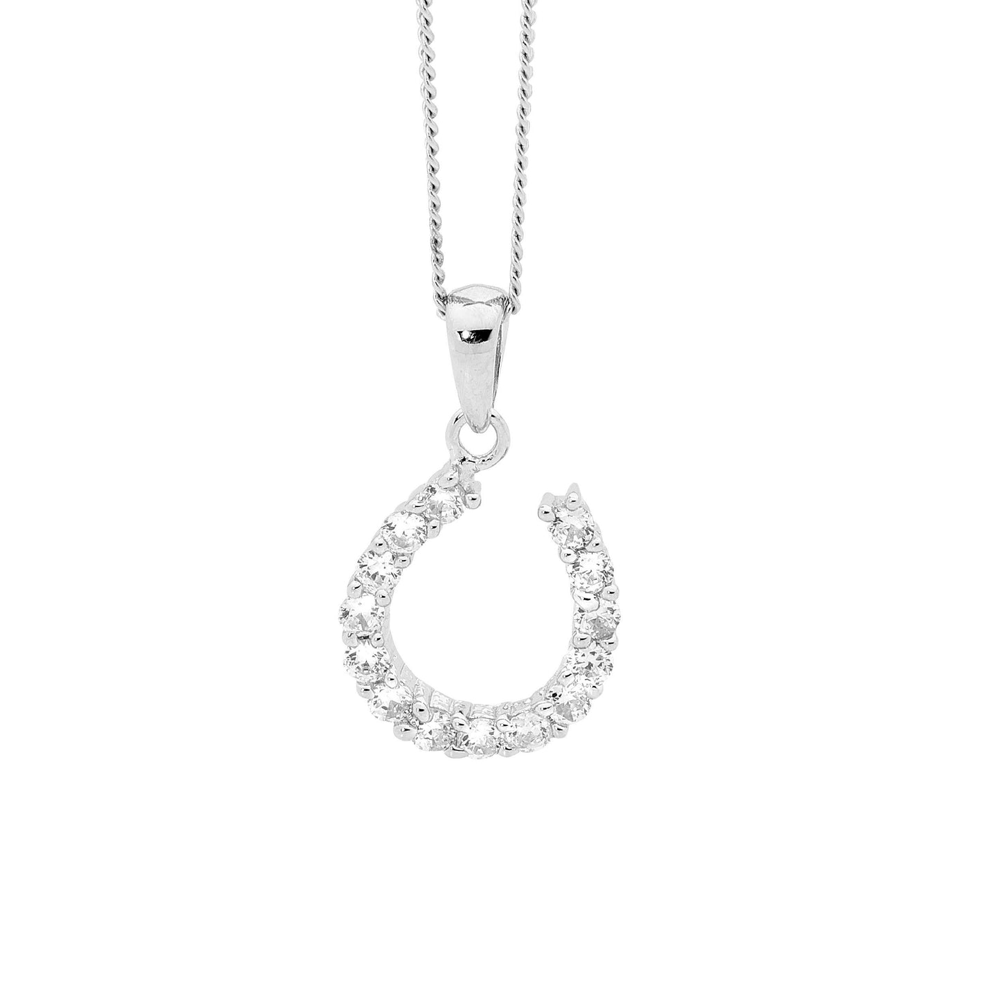 Horse Shoe Pendant with CZ's