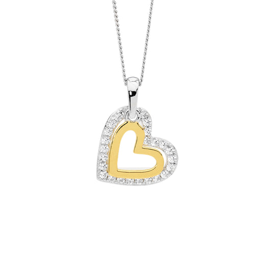 Gold Tone Double Heart Necklace