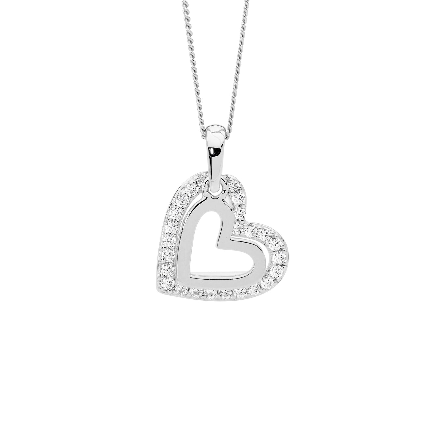 Silver Double Heart Pendant