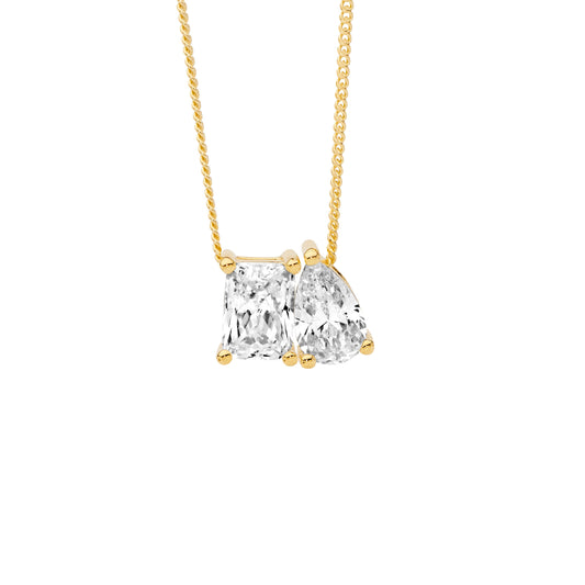 Yellow Pear & Emerald Cut Necklace