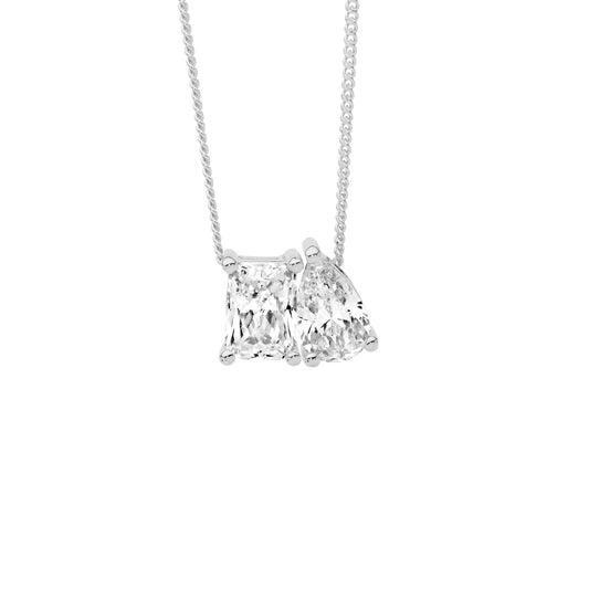 Emerald & Pear Shaped CZ Necklace