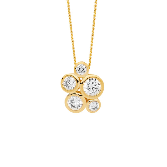 Yellow Bezel Cluster Necklace