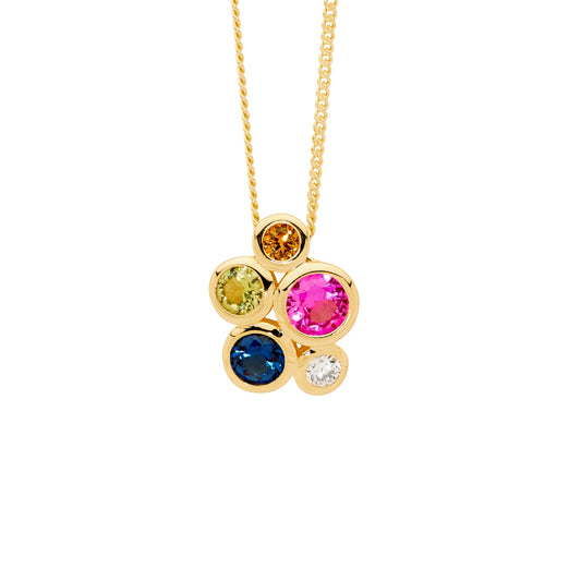 Yellow Multi-coloured Cluster Necklace