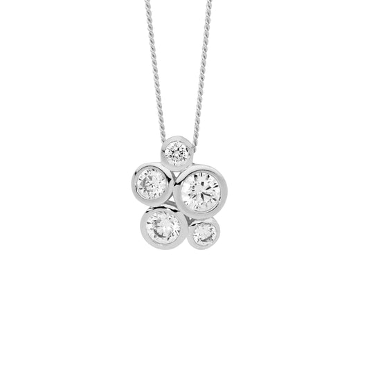 Silver Bezel Cluster Necklace